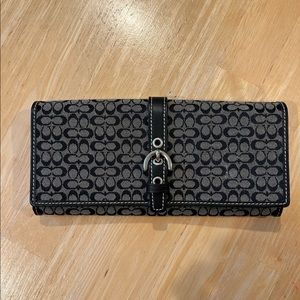 Coach signature black and gray long wallet with buckle